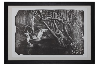 Lot 77 - STUART PEARSON WRIGHT (BRITISH, B.1975): WOMAN SURPRISED BY A WEREWOLF
