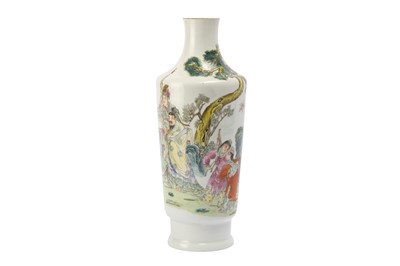 Lot 49 - A CHINESE FAMILLE ROSE FIGURATIVE VASE.