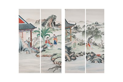 Lot 99 - A SET OF FOUR CHINESE PAINTINGS OF LADIES.