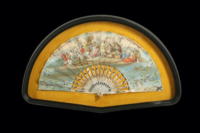 Lot 373 - A MID 19TH CENTURY MOTHER OF PEARL FOLDING FAN