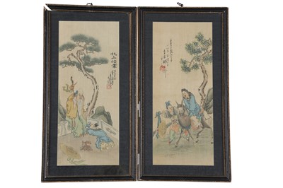 Lot 206 - A PAIR OF CHINESE 'IMMORTALS' PAINTINGS.