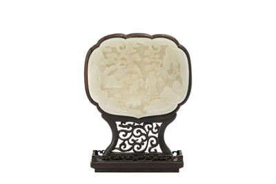 Lot 627 - A CHINESE PALE CELADON JADE PLAQUE.