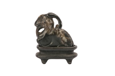 Lot 825 - A CHINESE GREY JADE 'RAM' PENDANT.