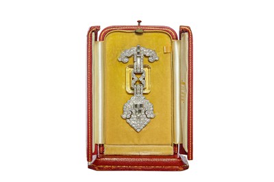 Lot 189 - Cartier | An Art Deco rock crystal and diamond lapel brooch, circa 1925