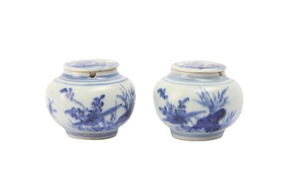 Lot 86 - TWO CHINESE BLUE AND WHITE JARLETS.