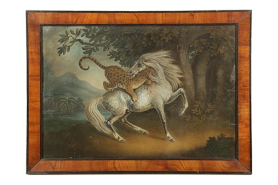 Lot 251 - BENJAMIN ZOBEL (GERMAN / BRITISH, 1762-1831): A RARE SAND PAINTING OF A LEOPARD ATTACKING A HORSE, 1823