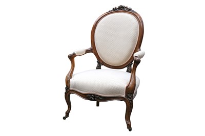 Lot 127 - A MID-VICTORIAN ROSEWOOD SALON CHAIR, CIRCA 1860