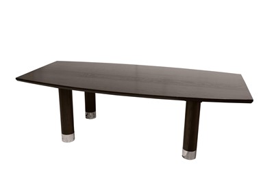 Lot 65 - A CONTEMPORARY STAINED ASH HARDWOOD DINING TABLE