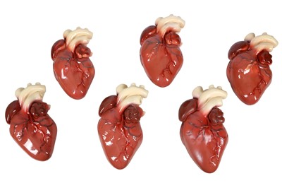 Lot 563 - EL TALLER DE PINERO, SPAIN, A SET OF SIX HEART SHAPED SHORT COCKTAIL OR SHOT GLASSES, 21ST CENTURY