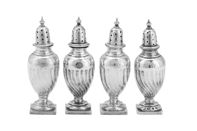 Lot 476 - A set of four Victorian sterling silver pepper pots, Birmingham 1893 by Vale Brothers & Sermon