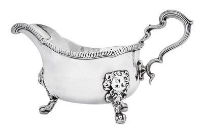 Lot 510 - A George II / George III silver ‘duty dodger’ sauceboat, London circa 1760 by William Skeen (reg. 4th Dec 1755)
