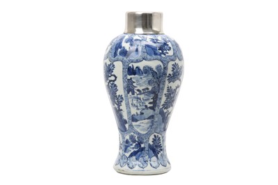 Lot 457 - A CHINESE BLUE AND WHITE BALUSTER VASE.