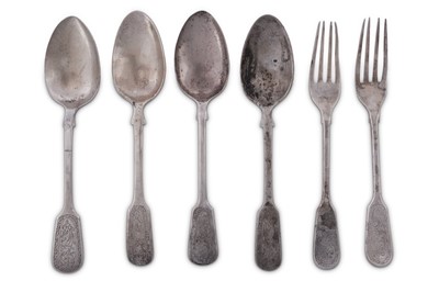 Lot 241 - A group of early 20th century Iranian (Persian) silver flatware, Isfahan circa 1920, mark of Ja’far