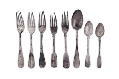 Lot 162 - A mixed group of Nicholas II Russian 84 zolotnik (875 standard) silver flatware