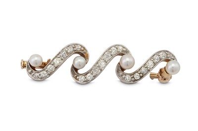 Lot 67 - A pearl and diamond brooch, circa 1920