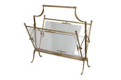 Lot 17 - A FRENCH MAISON JANSEN STYLE BRASS MAGAZINE RACK
