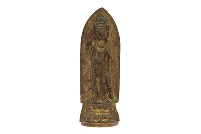 Lot 341 - A GILT BRONZE FIGURE OF GUANYIN.