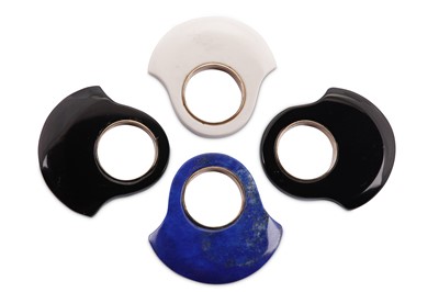 Lot 119 - A set of four hardstone fan rings