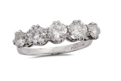 Lot 101 - A five-stone diamond ring