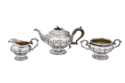 Lot 491 - A George III sterling silver three-piece tea service, London 1817 by Joseph Biggs or John Booth