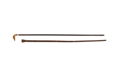 Lot 1115 - λ TWO RHINOCEROS HORN CANES.