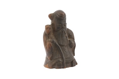 Lot 689 - A CHINESE YIXING ZISHA MODEL OF SHOULAO.
