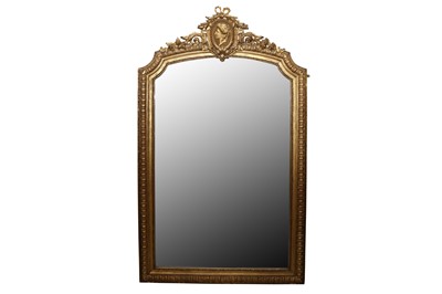 Lot 5 - A FRENCH GILTWOOD AND GESSO OVERMANTEL MIRROR, MID 19TH CENTURY