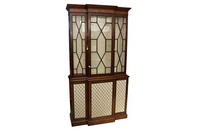 Lot 135 - A MAHOGANY BREAKFRONT BOOKCASE, 19TH CENTURY AND LATER