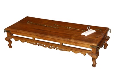 Lot 52 - A RAJASTHANI TEAK SWING, CONVERTED FROM A COFFEE TABLE, LATE 20TH CENTURY