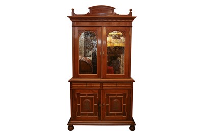 Lot 141 - AN ANGLO INDIAN AESTHETIC STYLE TEAK AND INLAID CABINET, 20TH CENTURY