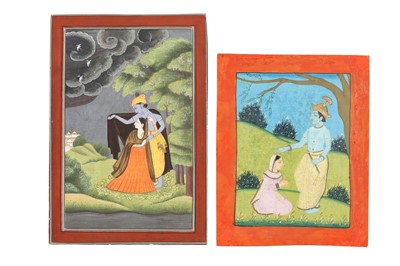 Lot 10 - TWO SCENES: RADHA AND KRISHNA, AND KRISHNA WITH THE SAKHI