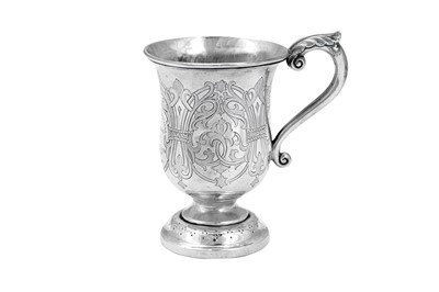 Lot 137 - A late 19th century Indian Colonial silver christening mug, Madras dated 1872 by Peter Orr