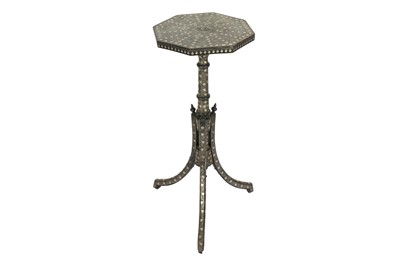 Lot 336 - AN OTTOMAN SILVER WIRE-INLAID WOODEN COFFEE TABLE