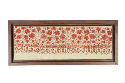 Lot 402 - A JOINED PANEL OF FLORAL EMBROIDERY
