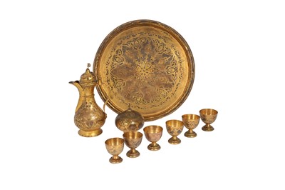 Lot 291 - A TURKISH GILT COPPER COFFEE SET