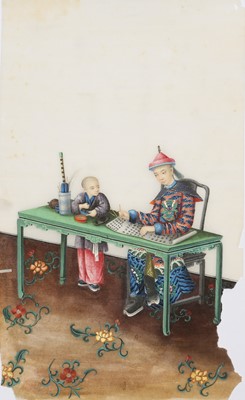 Lot 412 - NINE CHINESE PITH PAPER PAINTINGS.