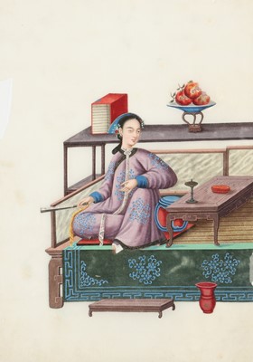 Lot 413 - NINE CHINESE PITH PAPER PAINTINGS.
