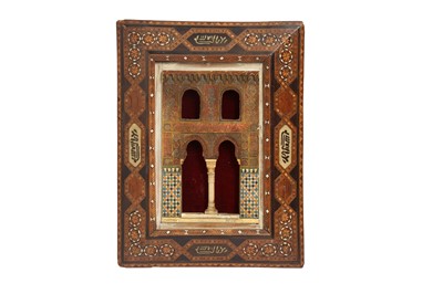Lot 374 - A POLYCHROME-PAINTED PLASTER RELIEF PLAQUE OF THE ALHAMBRA PALACE