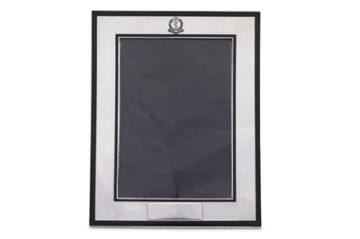 Lot 122 - A George V sterling silver and enamel photograph frame, London 1933 by Goldsmiths and Silversmiths