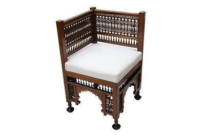 Lot 326 - λ A HARDWOOD IVORY AND MOTHER-OF-PEARL-INLAID ORIENTALIST LOW CHAIR