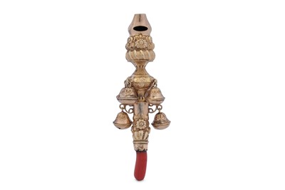Lot 19 - A George II / III silver gilt baby’s rattle, London circa 1760 by B.B probably Benjamin Bickerton (free. 6th Oct 1756)