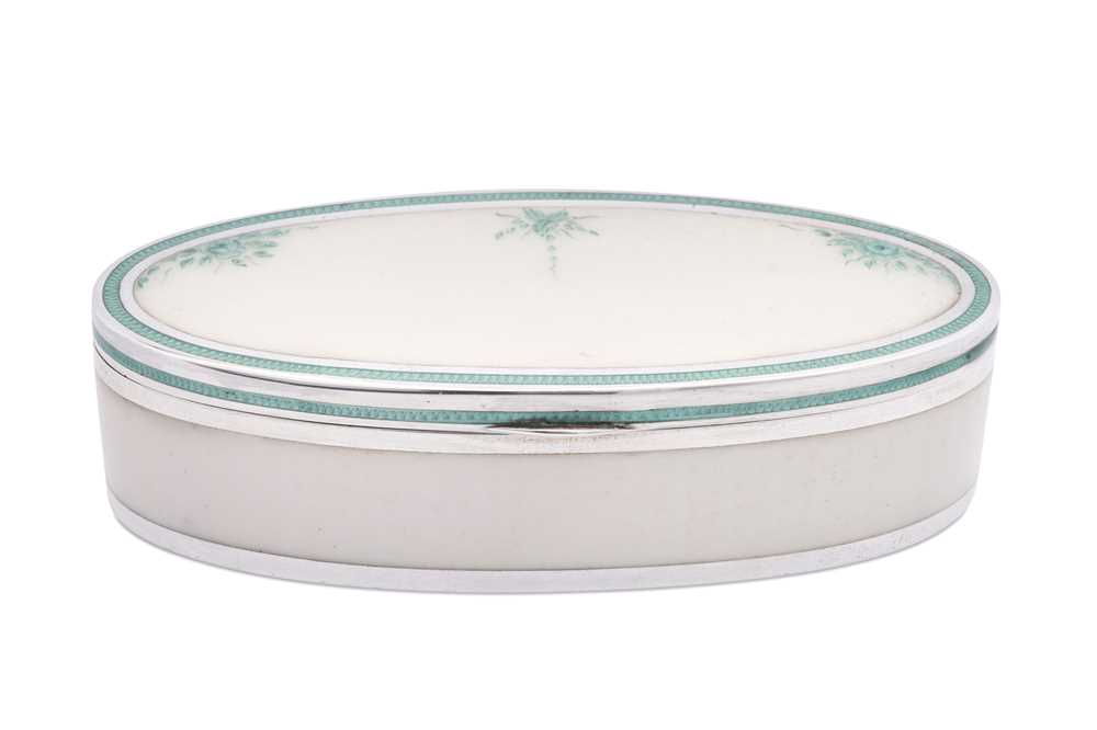 Lot 107 - An early 20th century Austrian 900 standard silver and guilloche enamel snuff box, Vienna circa 1900 by Georg Adam Scheid (1838-1921, reg. 1882)