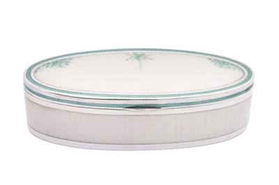 Lot 107 - An early 20th century Austrian 900 standard silver and guilloche enamel snuff box, Vienna circa 1900 by Georg Adam Scheid (1838-1921, reg. 1882)