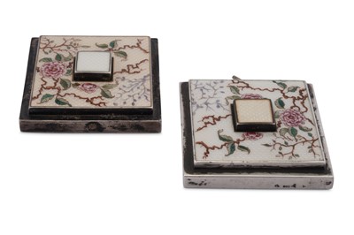 Lot 108 - A pair of early 20th century Austrian 900 standard silver and guilloche enamel bell pushes, Vienna circa 1922 by Georg Adam Scheid (1838-1921, reg. 1882)