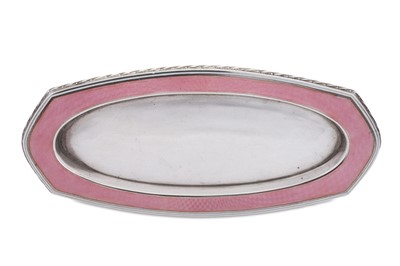 Lot 54 - An early 20th century German unmarked silver and guilloche enamel pin dish, Pforzheim circa 1910