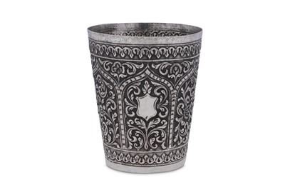 Lot 197 - A late 19th / early 20th century Anglo – Indian unmarked silver beaker, Cutch circa 1900