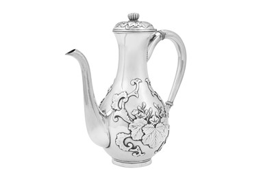 Lot 234 - An early 20th century Japanese sterling silver coffee pot, Yokohama circa 1900 by Arthur and Bond (active circa 1889-1923)