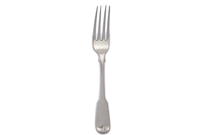 Lot 366 - A George III sterling silver table fork, London 1817 by Paul Storr (1771-1844, first reg. 12th Jan 1793)