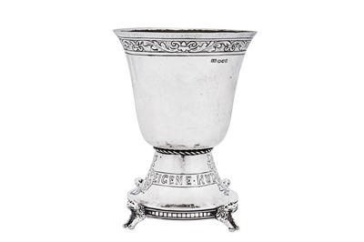 Lot 440 - An early 20th century German historismus sterling silver goblet, Hanau by Neresheimer, import marks for London 1910 by Berthold Muller