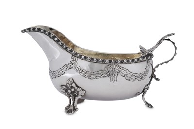 Lot 155 - A Gustav III late 18th century Swedish silver sauceboat, Växjö 1785 by Jonas Yman (active 1760-1808)